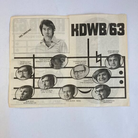 Vintage 1970 Salute Neil Diamond Concert Program Flyer Mpls Auditorium KDWB/63 - Picture 1 of 8